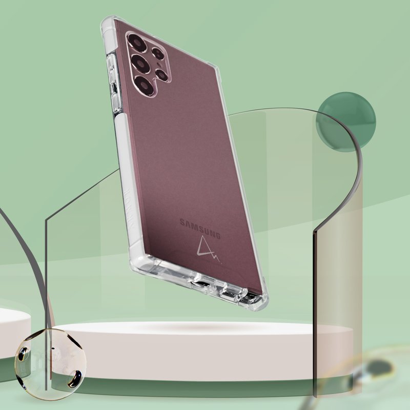 Samsung Galaxy S22Ultra Classics TPU电话保护壳_水晶透明/灰带 - 手机壳/手机套 - 其他材质 