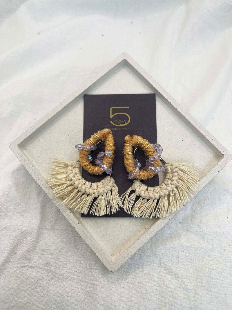 夏威夷草裙舞 - 耳环/耳夹 - 棉．麻 