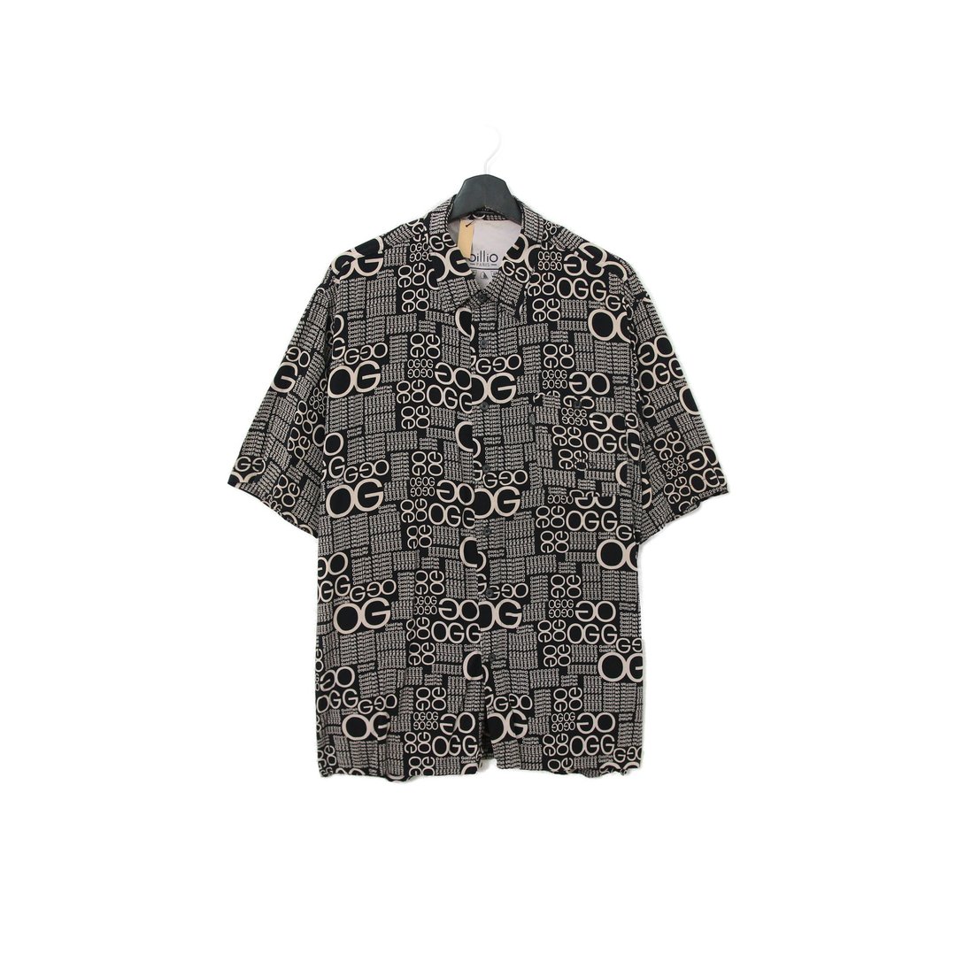 Back to Green- 短袖花衬衫 OG满版字样ss-13 vintage shirt - 男装衬衫 - 丝．绢 