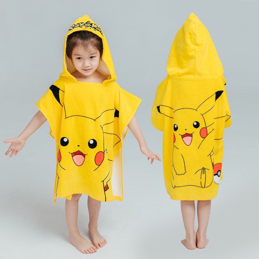 【ONEDER旺达】宝可梦皮卡丘连帽浴巾 Pokémon纯棉斗篷浴巾 - 毛巾浴巾 - 棉．麻 