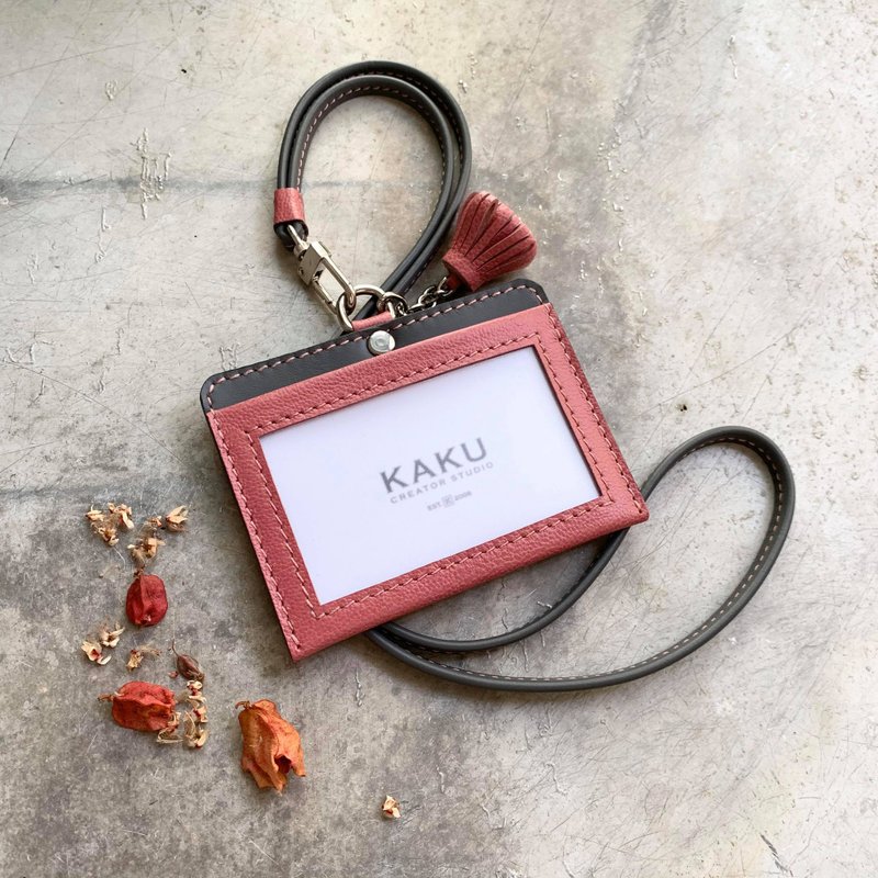 证件套 卡片 干燥玫瑰/灰 定制化礼物 - 证件套/卡套 - 真皮 粉红色