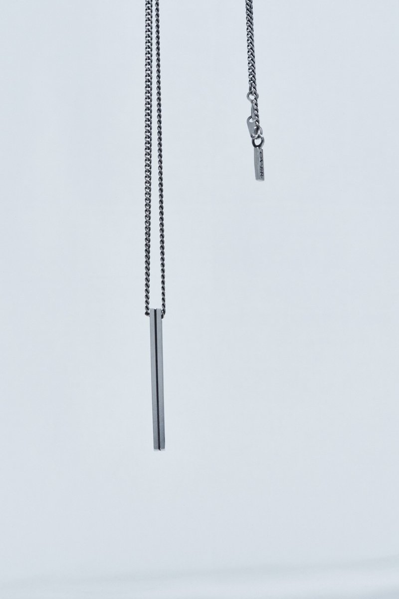 一条线棒吊坠 - 项链 - 纯银 银色
