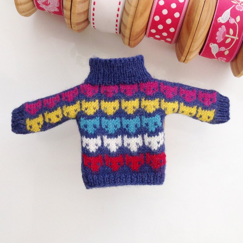 Sweater handmade for Blythe. Blythe knitted   sweater. Blythe doll clothes - 玩偶/公仔 - 羊毛 蓝色