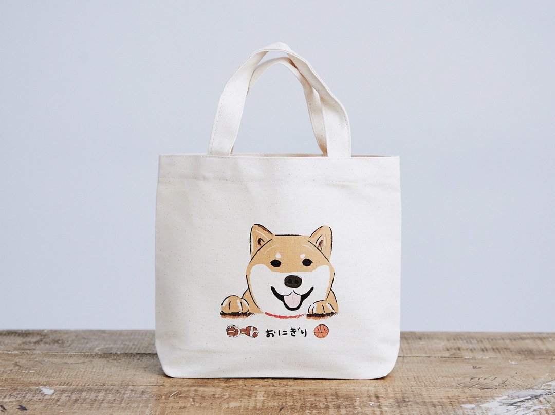 小饭团 第二代 12安  柴柴小托特 哈啰柴  柴犬托特包  圣诞交换礼物 - 手提包/手提袋 - 棉 白色