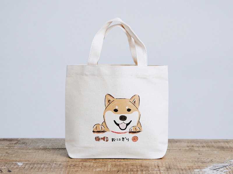 小饭团 第二代 12安  柴柴小托特 哈啰柴  柴犬托特包  圣诞交换礼物 - 手提包/手提袋 - 棉．麻 白色