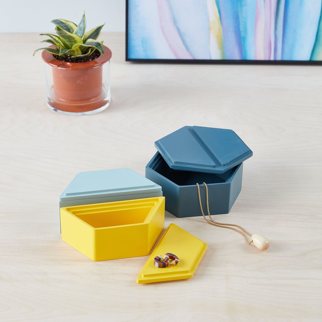 MoMA Honeycomb Stacking Boxes 收纳盒 饰品盒 冷色 - 收纳用品 - 木头 多色