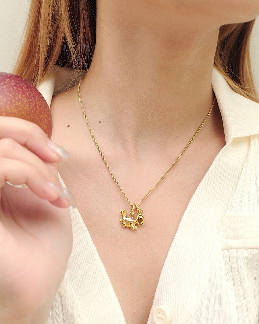 Bunnie & Yuan Bao charms Necklace - 项链 - 贵金属 金色