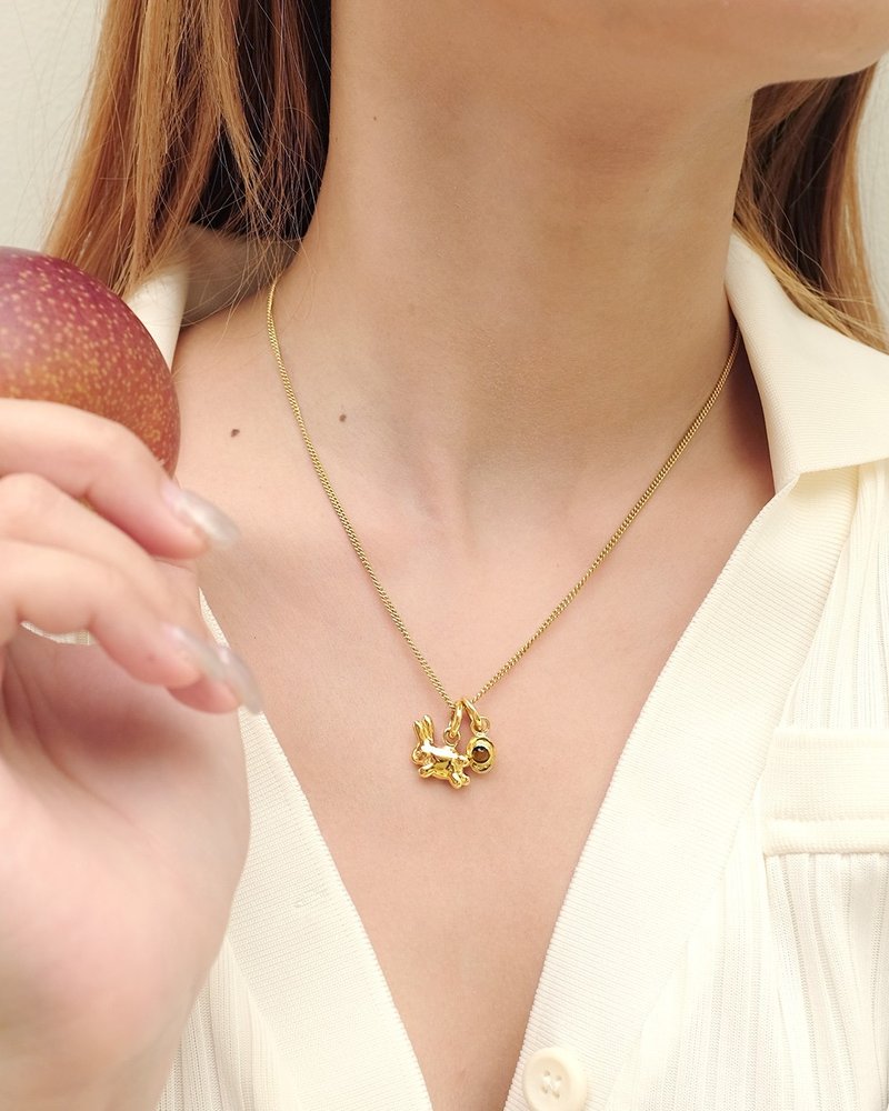 Bunnie & Yuan Bao charms Necklace - 项链 - 贵金属 金色