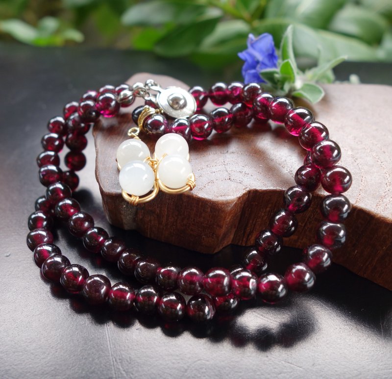 天然葡萄紫红石榴石项錬 31.5克 石榴石 酒红 单珠直径6mm左右 - 项链 - 玉石 红色