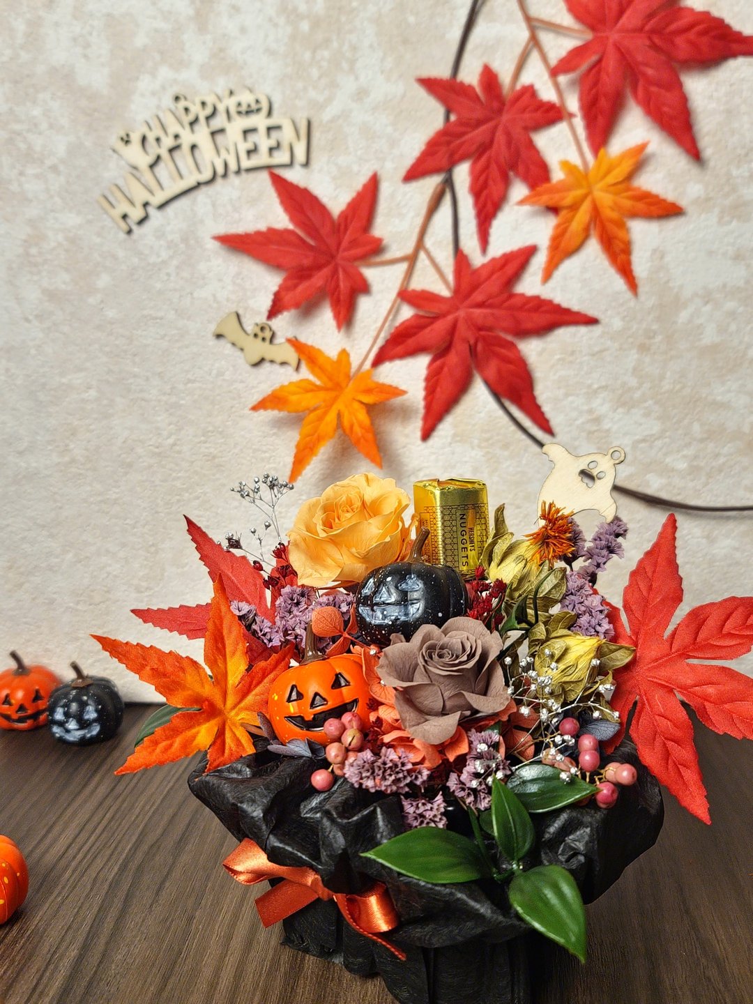 万圣节南瓜永生桌花|成品/材料包 - 干燥花/捧花 - 植物．花 橘色
