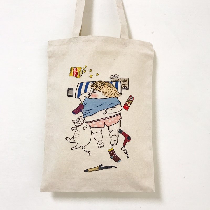 懒 肩背帆布袋 - 侧背包/斜挎包 - 其他材质 白色