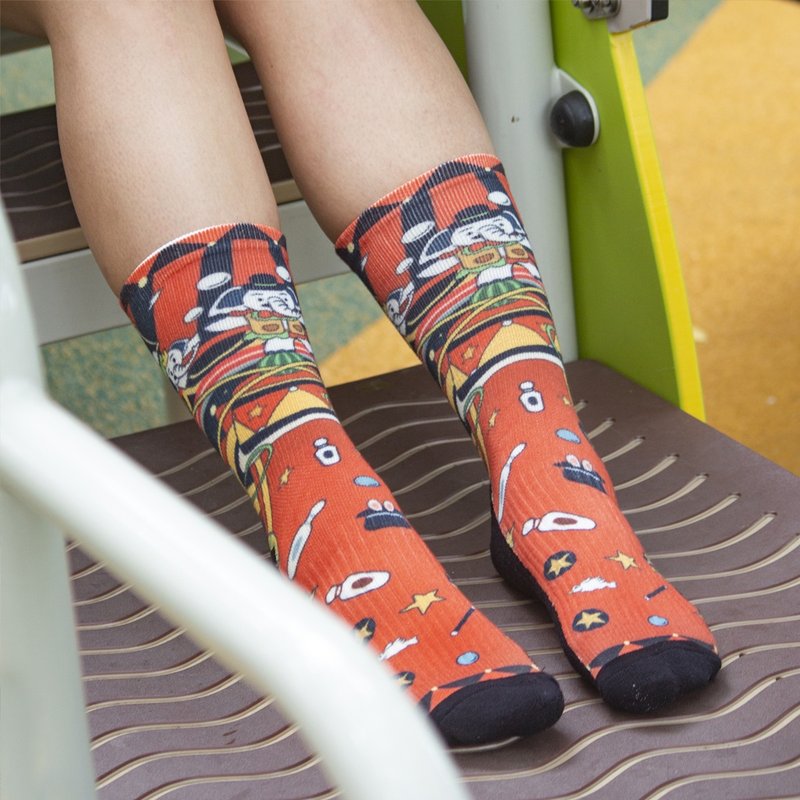 【小创袜】马戏团大象/运动袜/奇幻/动物/潮流/滑板 - 袜子 - 环保材料 橘色