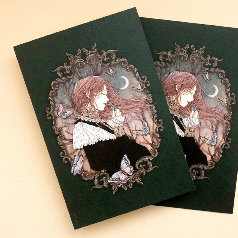 enough 蝴蝶女孩明信片 (illumi design) - 卡片/明信片 - 纸 绿色