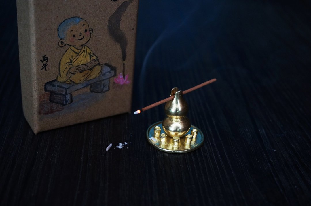 葫芦香插盘香小摆件 - 摆饰 - 铜/黄铜 金色