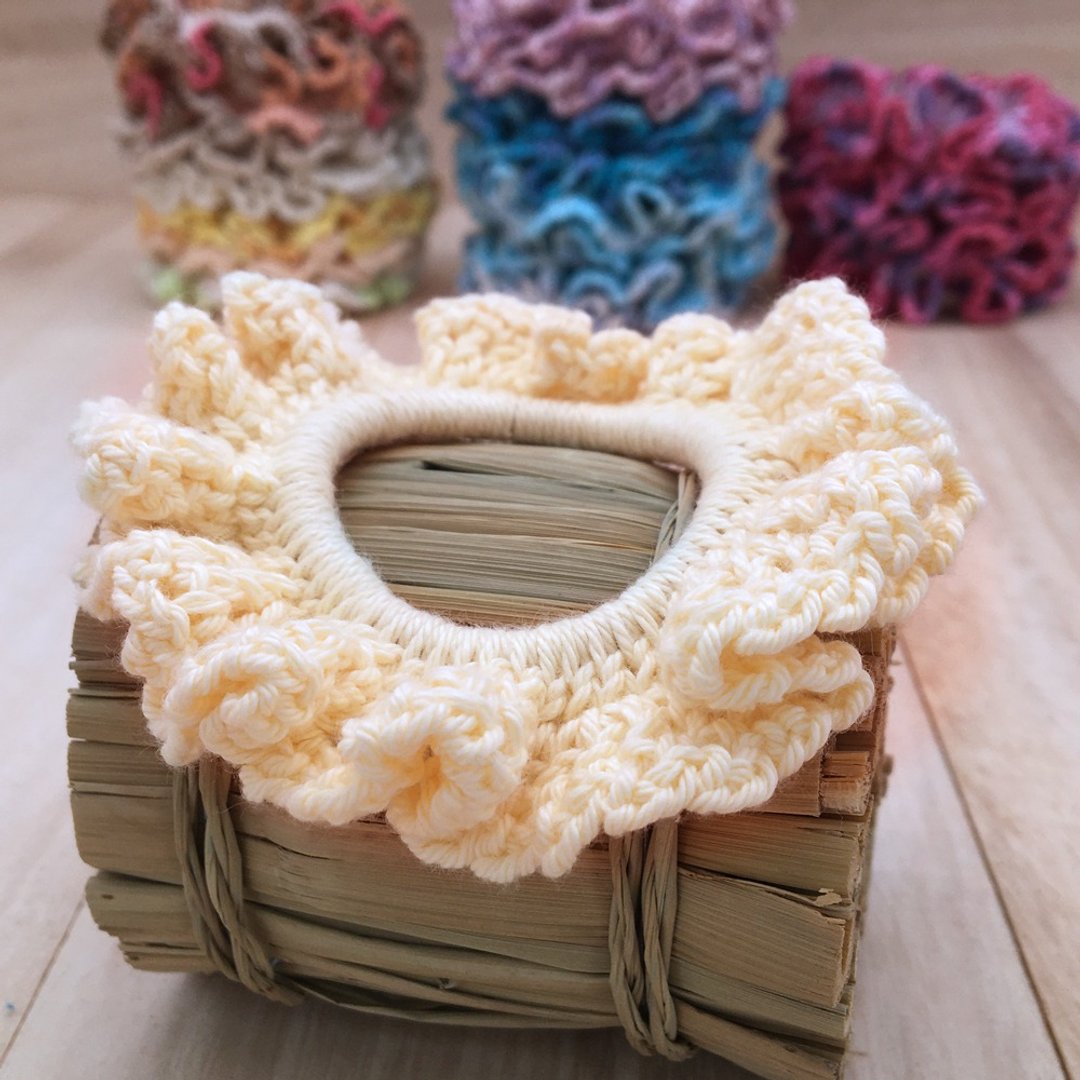 Hair Scrunchies - Colourful Hair Ties & Elastics - Crochet Hair Accessories - 发饰 - 棉 橘色