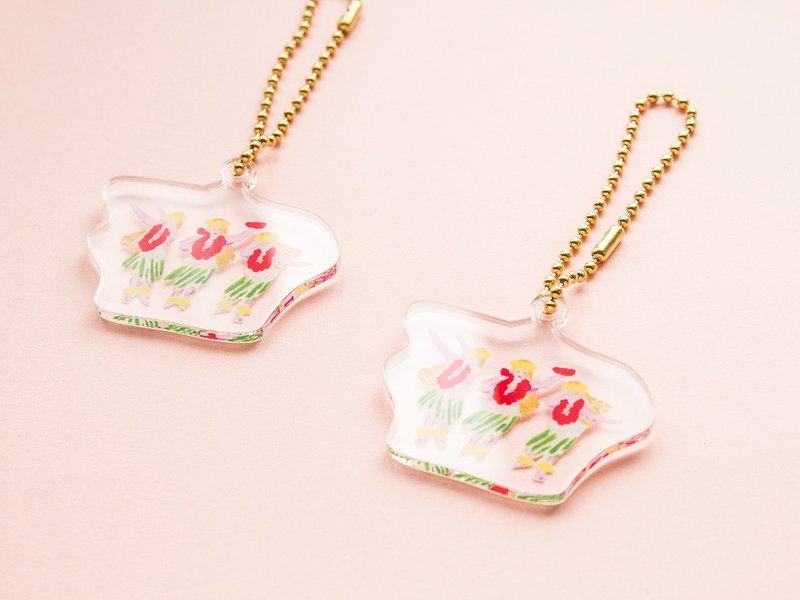 aloha hula girls Acrylic key chain medium - 钥匙链/钥匙包 - 压克力 透明