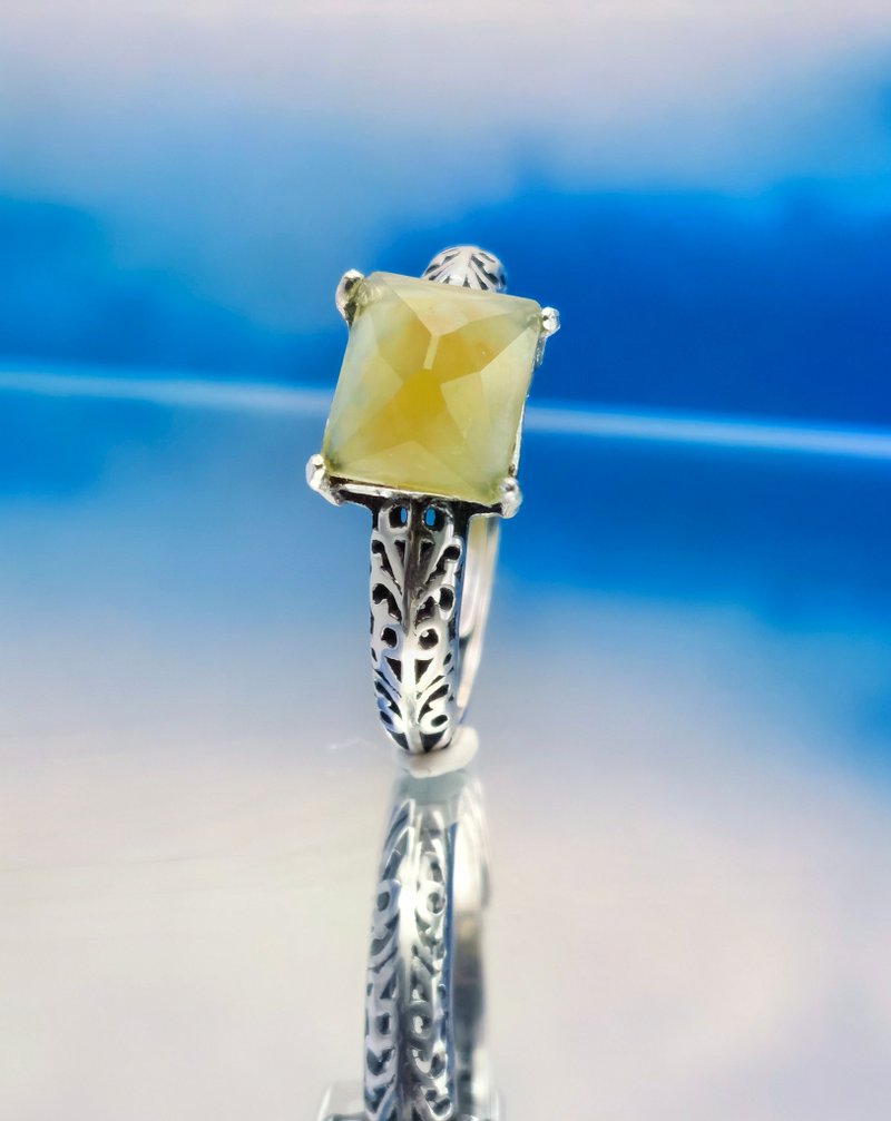 纯银系列 - 冰橙翡翠纯银戒指 - 戒指 - 宝石 