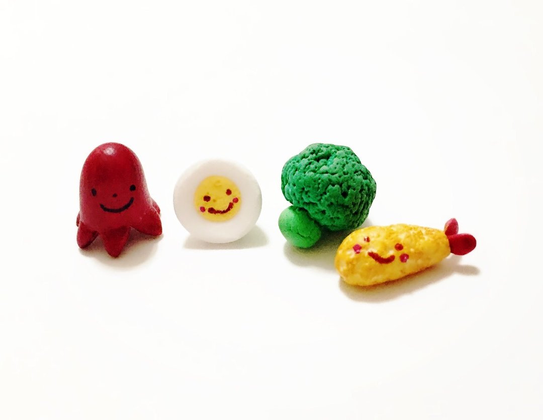 章鱼小香肠与他的小食物朋友们耳环组(4个一组) (可改耳夹式) ((满600随机送神秘小礼物)) - 耳环/耳夹 - 粘土 多色