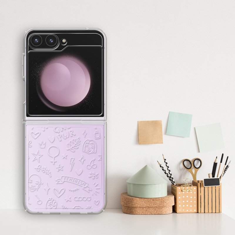 Samsung Flip6/Flip5 5G 浮雕感轻薄军规防摔手机壳-芭比 - 手机壳/手机套 - 其他材质 多色