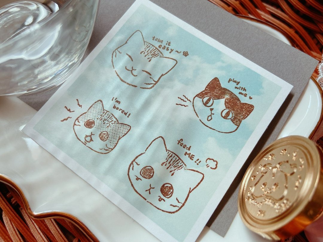 fluffyfruity 猫 梅子猫 印章 香港设计 手帐 原创 - 印章/印台 - 木头 卡其色