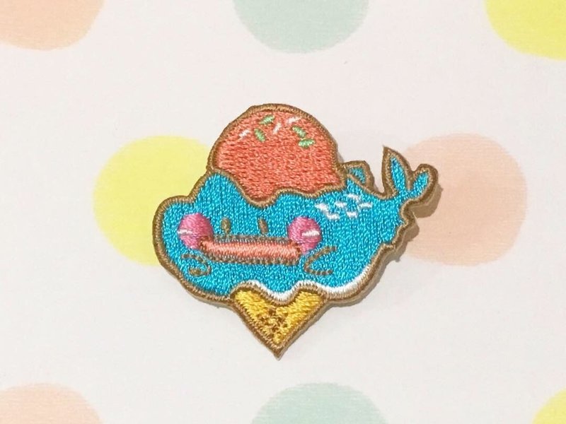 狗狗夹星/原创刺绣别针/冰淇淋鲸鲨 - 徽章/别针 - 其他金属 