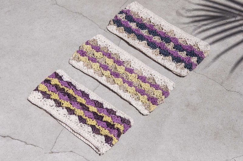 限量手工 情人节礼物 生日礼物 新年礼物 手工棉麻线编织发带 / 编织缤纷发带 / 钩织发饰 / 手工发带 / 彩虹渐层发带 - 紫色薰衣草 彩虹缤纷条纹图案 - 发饰 - 棉．麻 多色