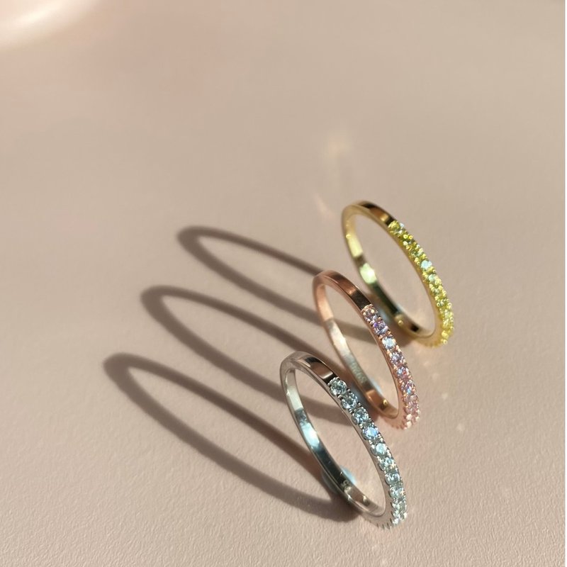 单色半围线戒 戒指/ 925 纯银镀K白金/ 黄金/ 玫瑰金 - 戒指 - 纯银 多色