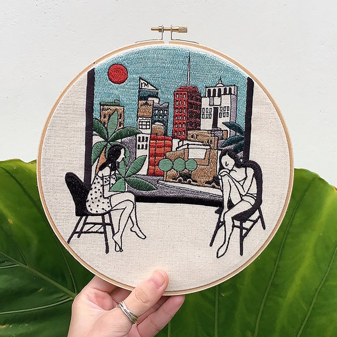 在菲律宾的日子-定制化刺绣21X21CM - 其他 - 棉 白色