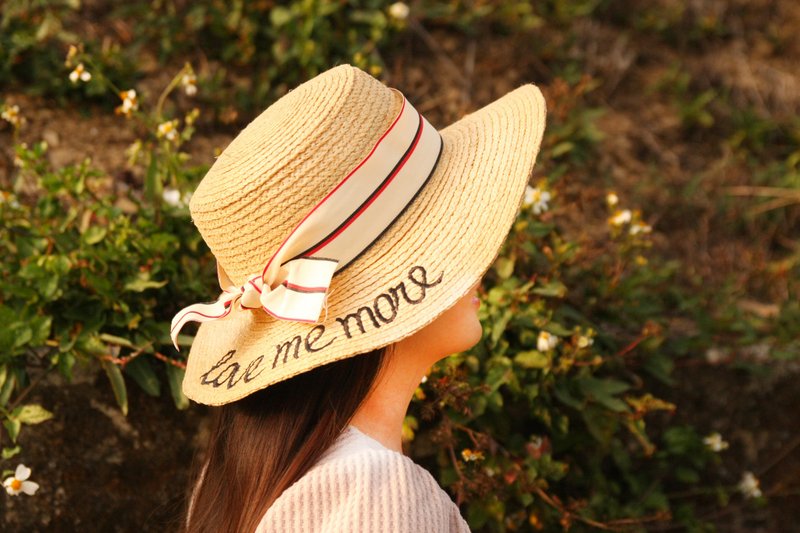 Unni真爱缎带帽-编织帽 遮阳帽 帽子 登山帽 防晒 草帽 straw hat - 帽子 - 植物．花 卡其色