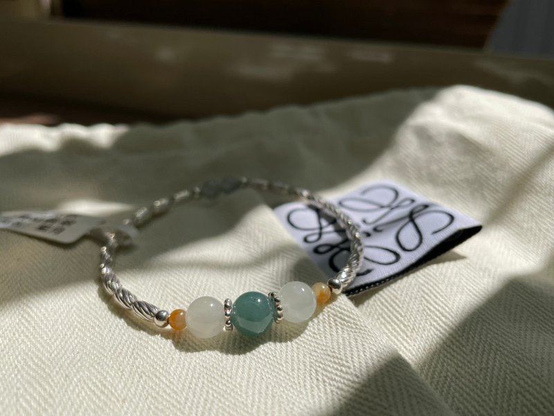 月//天然翡翠A货 蓝水 白翡 黄翡 925银 手环 - 手链/手环 - 玉石 