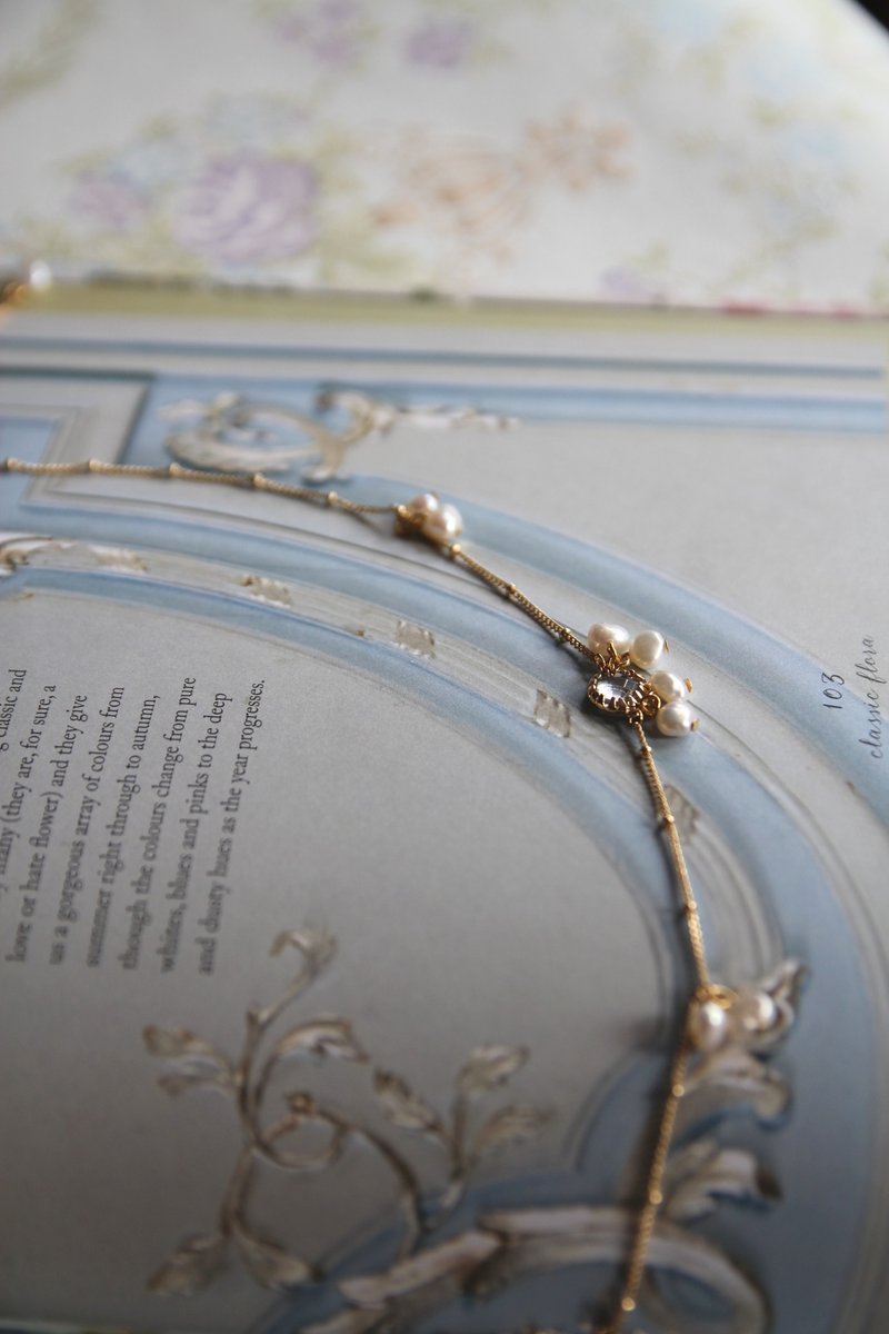 颈錬 幼颈链 锁骨颈錬  水滴珠手链 镀金幼颈錬 迷你淡水珠幼颈錬 - 项链 - 贵金属 多色