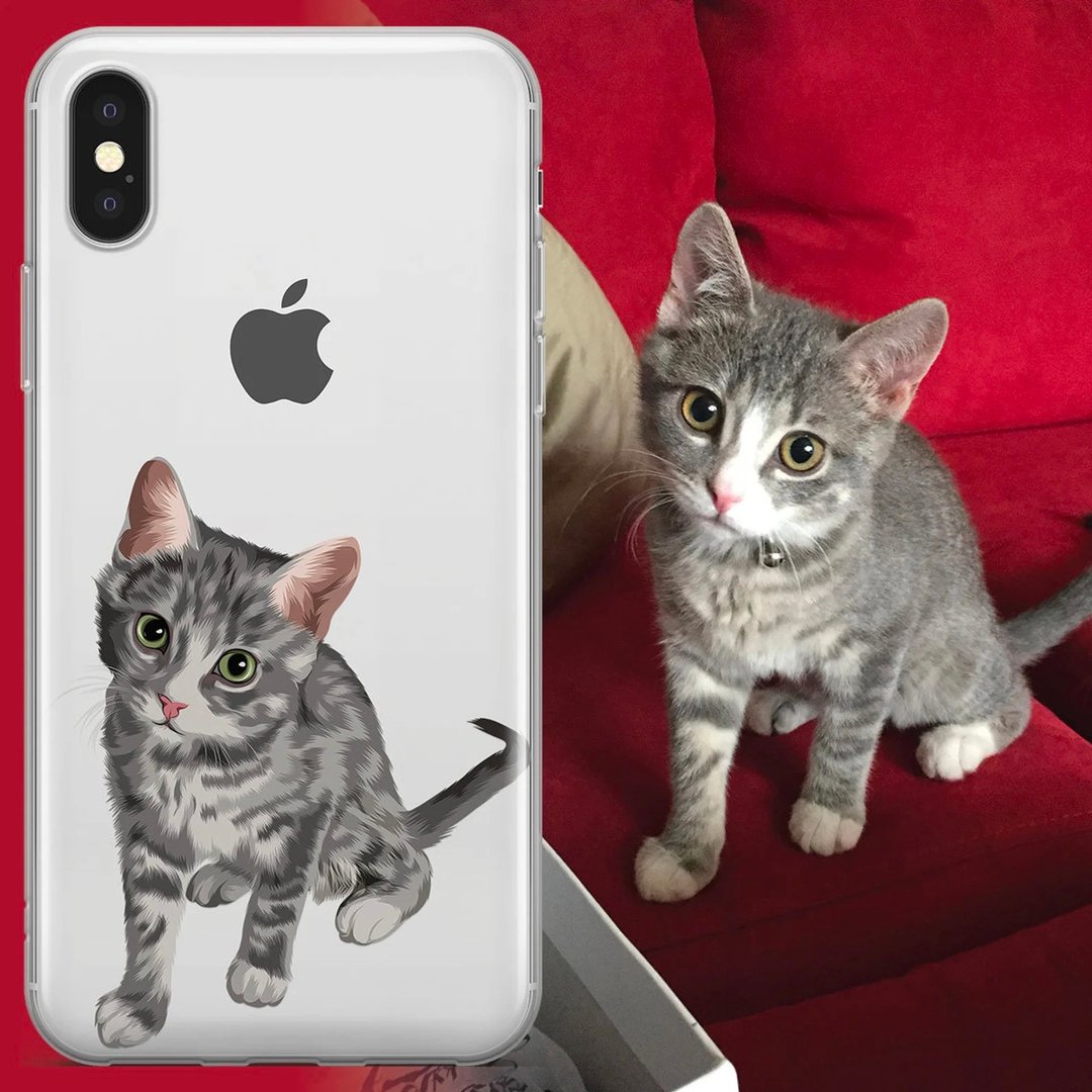 定制化手工宠物自画像手机壳 客制化手绘iPhone手机壳毛孩子肖像 - 手机壳/手机套 - 其他材质 多色
