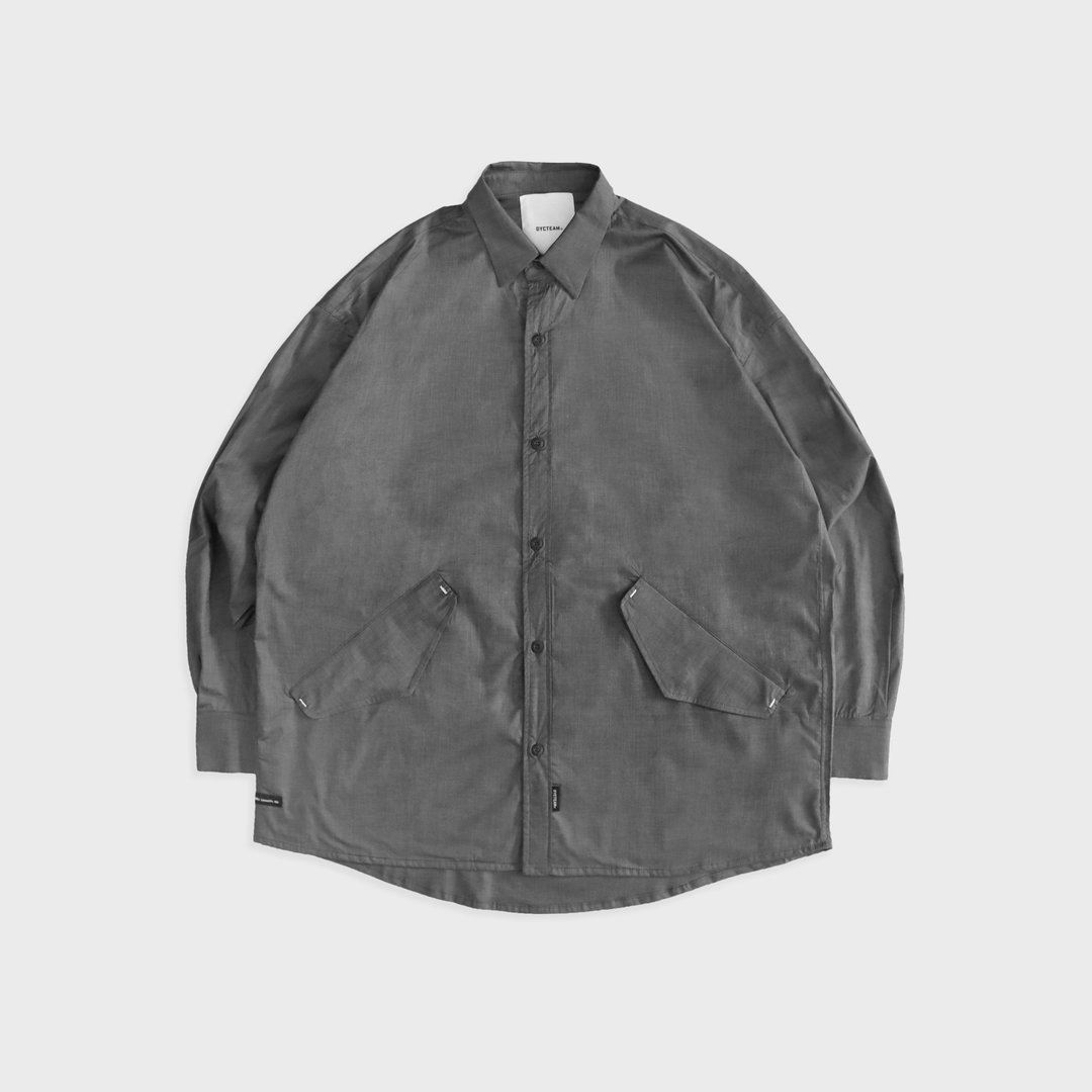 DYCTEAM - Wide striped Patch pocket shirt (gray) - 男装衬衫 - 棉 灰色