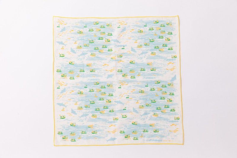 包布巾/海的宝物/渔船白黄绿 - 丝巾 - 其他材质 