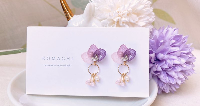 Lavender Garden - 耳环/耳夹 - 植物．花 紫色