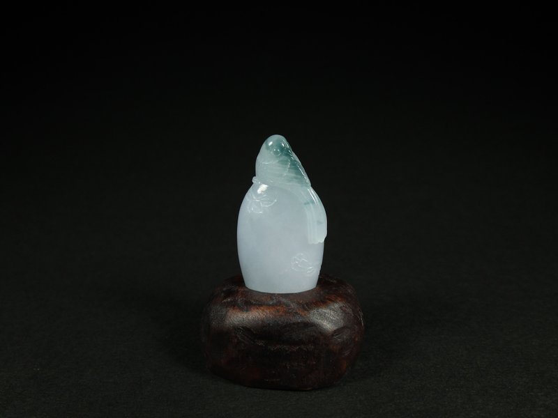 雕件 印纽系列-喜上眉梢(喜鹊) 花青种缅甸玉 - 摆饰 - 玉石 绿色