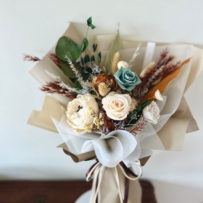 男生毕业花束 大地色永生花束 中性设计干燥花花束 - 干燥花/捧花 - 植物．花 