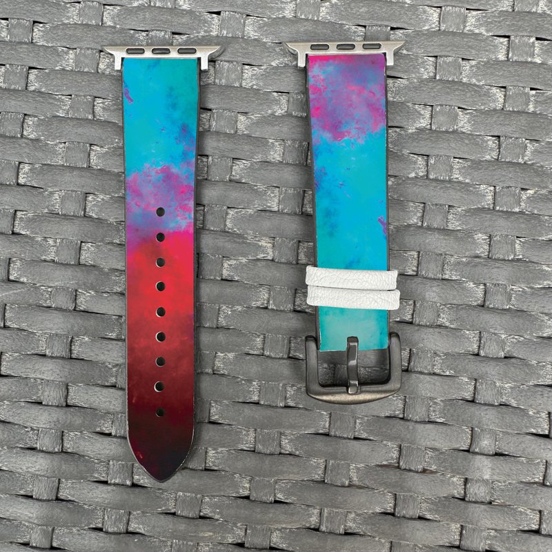 红蓝油彩图纹 Apple Watch 潮流硅胶表带 -cr62 - 表带 - 硅胶 多色