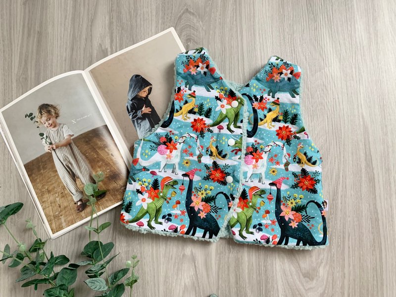 圣诞恐龙背心 毛毛背心 - 童装上衣 - 棉．麻 