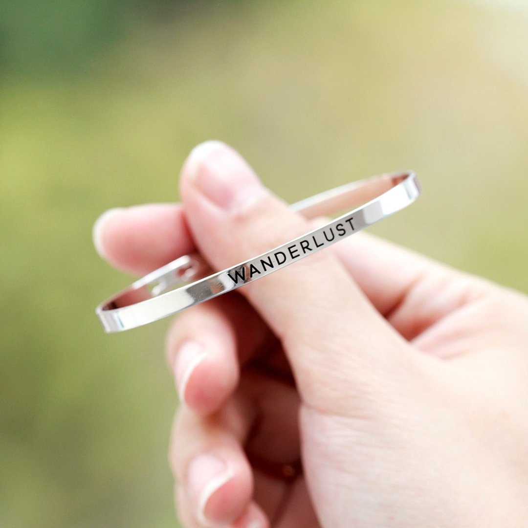 Wanderlust - Bangle in white gold plating - 手链/手环 - 其他金属 绿色