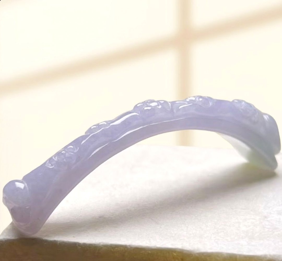冰种春带彩翡翠梅花如意手牌 | 天然缅甸玉 A 货翡翠 | 送礼 - 吊饰 - 玉石 多色