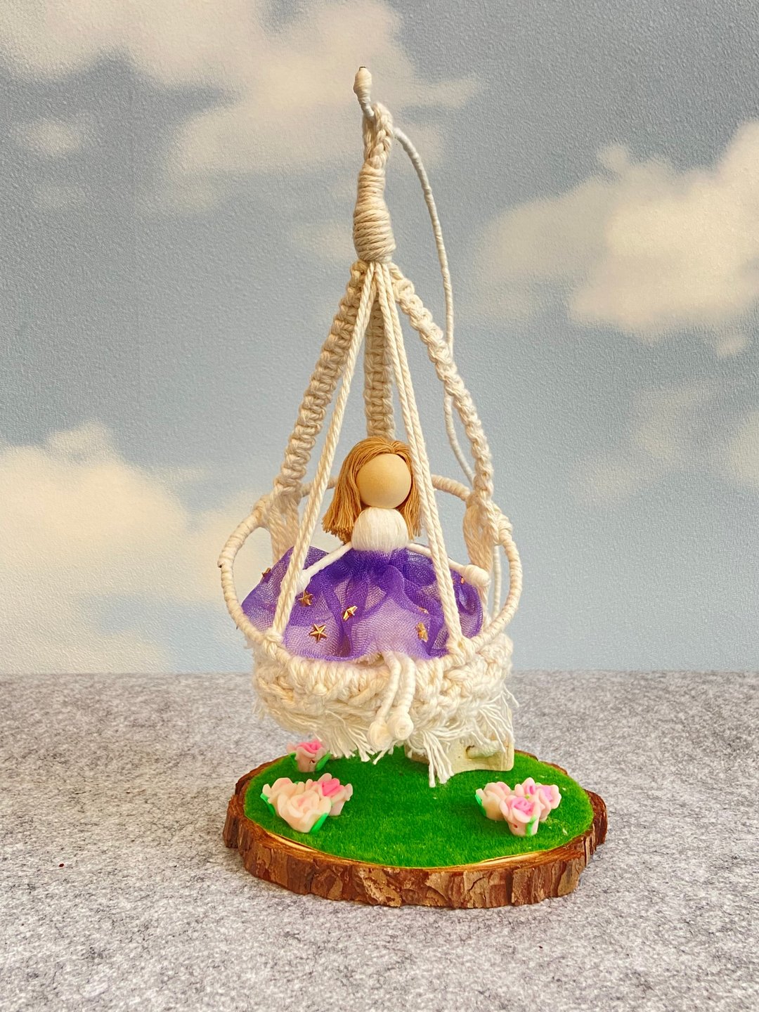 Macrame 法式编织天使摆设-个人系列(吊椅) - 摆饰 - 棉．麻 紫色