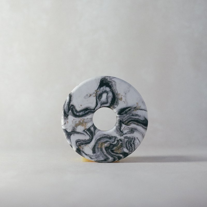 台湾再生石材系列/杯垫-水墨玉璧 - 杯垫 - 环保材料 黑色