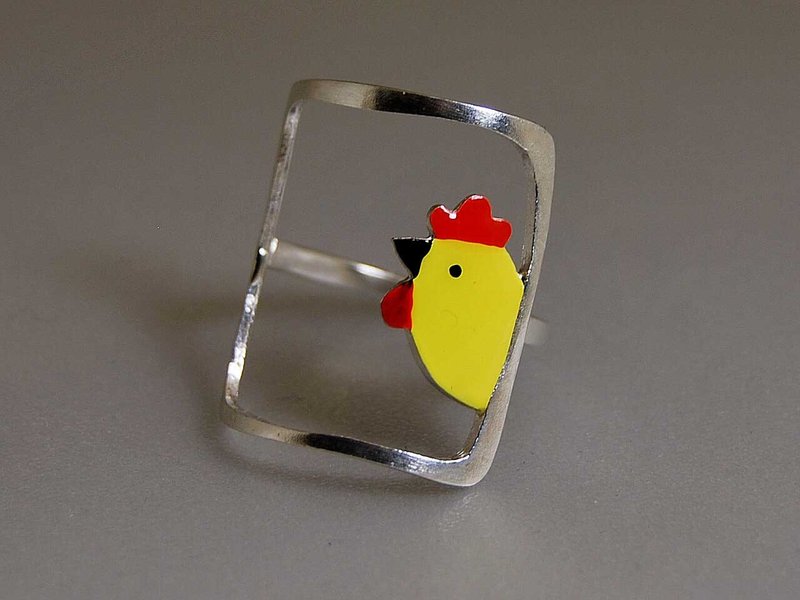 【925纯银】珐琅彩几何可爱蜗牛的家个性宽戒指 家的负担 简约创意设计生日礼物 R179 | 希腊原创手工饰品 This and That - 戒指 - 其他金属 白色