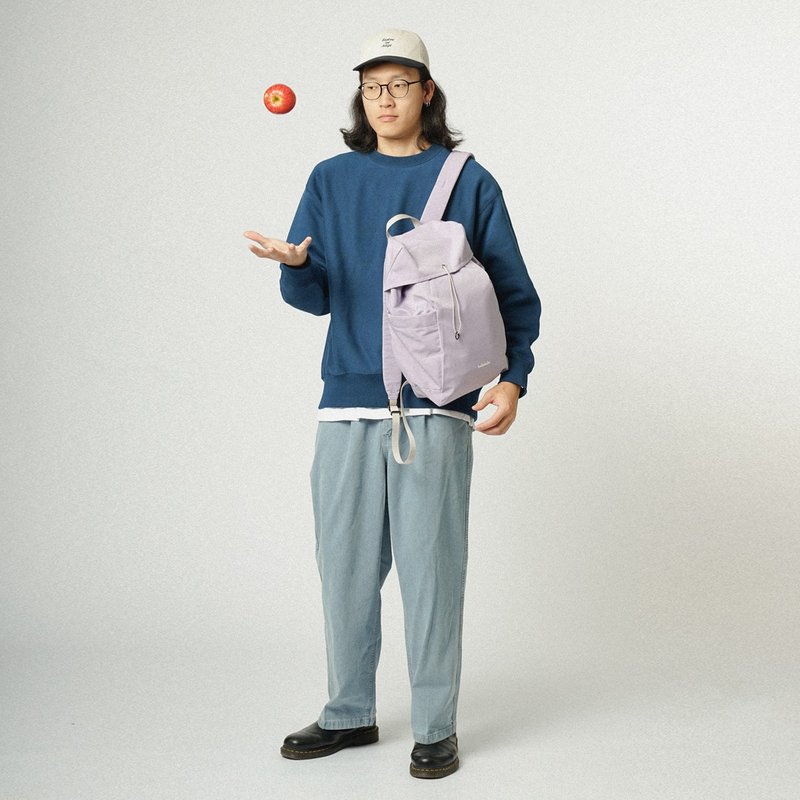 Flow系列新色 | 索绳休闲旅行后背包M号 JESSE ECO 大容量双肩包 - 后背包/双肩包 - 环保材料 紫色