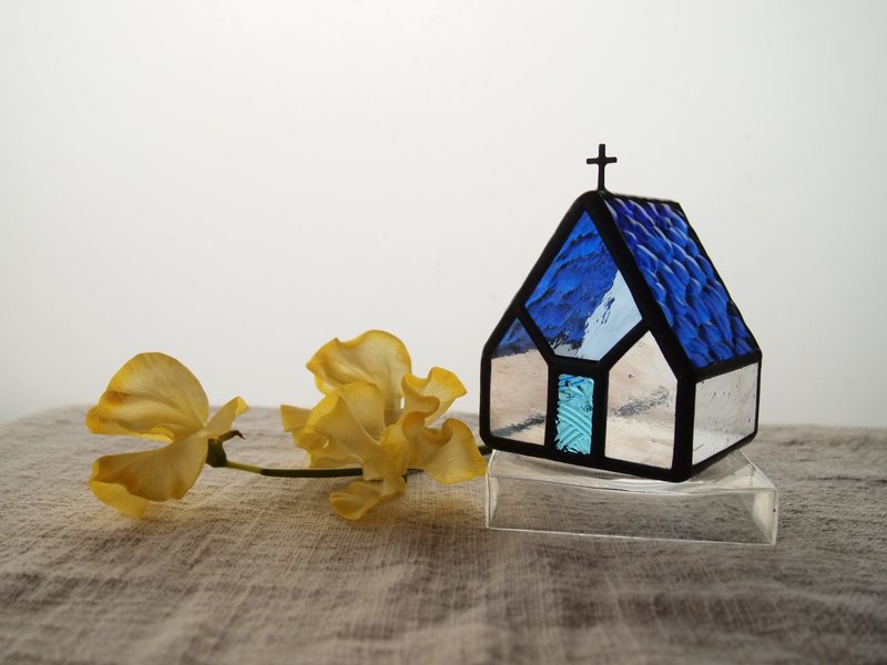Iglesia cobalto Led dedicated candle holder stained glass - 灯具/灯饰 - 玻璃 蓝色