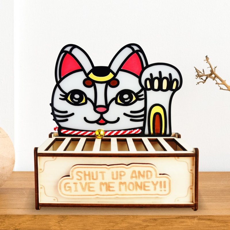 巨大招财猫赛钱箱 | 钱箱 镜饼 摆设 奉纳 开运 存钱筒 钱罂 - 储蓄罐 - 树脂 白色