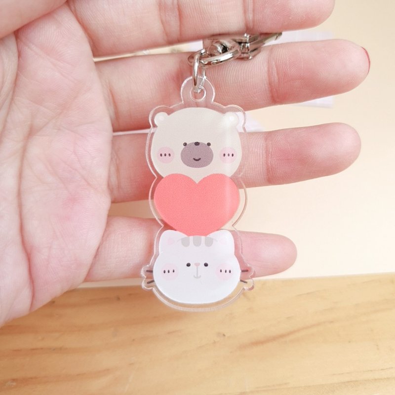 熊先生和他的可爱猫咪：压克力钥匙圈（你和我） - 钥匙链/钥匙包 - 压克力 多色