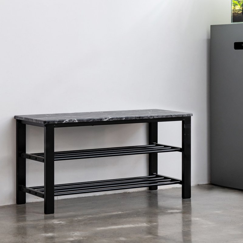 【拜尔家居】大理石纹穿鞋椅 - 椅子/沙发 - 木头 黑色