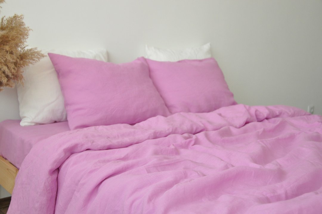 Bubble gum linen duvet cover / Softened linen / Comforter cover / Quilt cover - 寝具 - 亚麻 粉红色